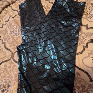 Shiny Blue Mermaid Scale Leggings